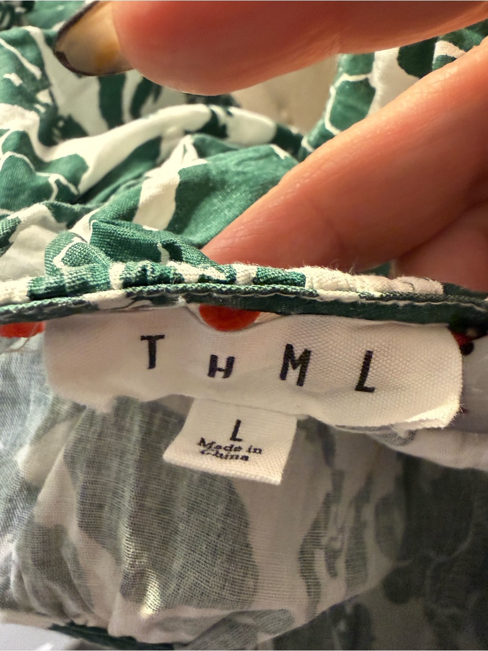 THML Green & White Floral Ruffle Sleeve Blouse - Picture 4 of 4